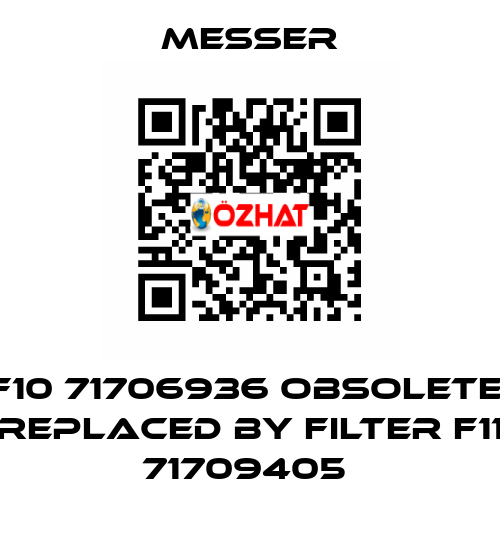 F10 71706936 obsolete, replaced by Filter F11 71709405  Messer