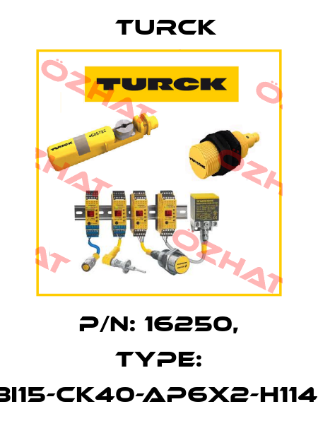 p/n: 16250, Type: BI15-CK40-AP6X2-H1141 Turck