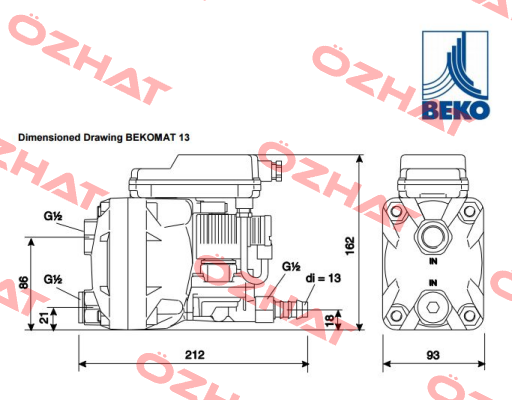 2000021  KA13A10A0 BEKOMAT 13, 230 VAC  Beko