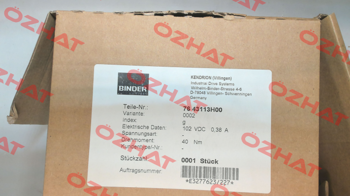 76 43113H00-0002 Binder