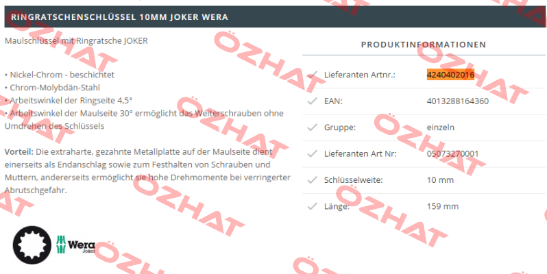 4240402016  Wera