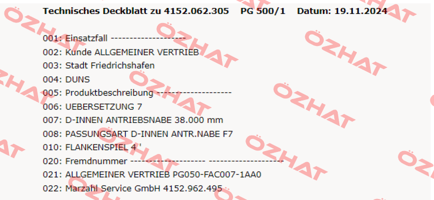 4152.062.305:000 / PG 500/1 ZF Friedrichshafen