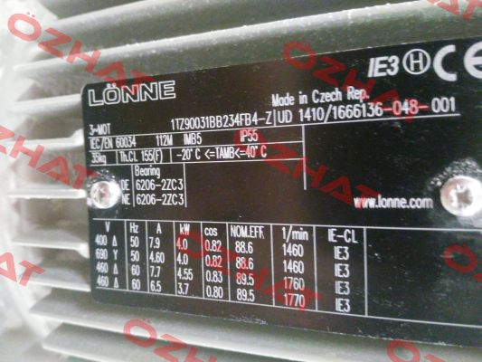 1TZ9003-1BB23-4FB4 4,0 kW 1500n  Lönne