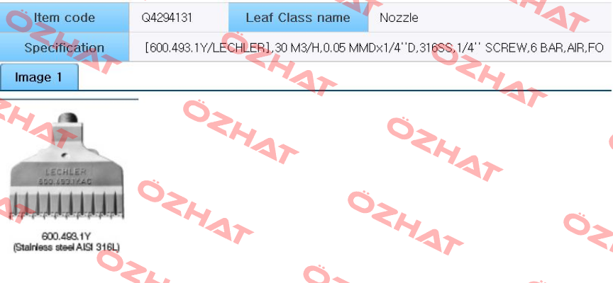 600.493.1Y uncomplete code/complete code 6004931YAC Lechler