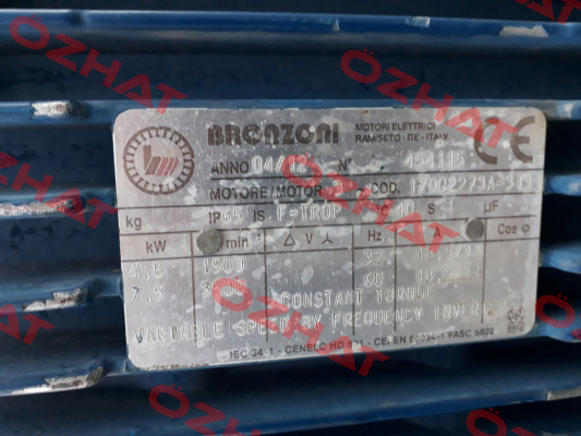 ANNO 04/12 N 0454115 COD 17902273A-313 OEM  Bronzoni