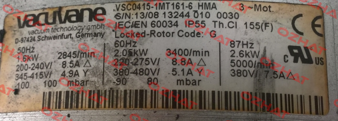 VSC0415-1MT161-6 HMA - obsolete/ replaced by 70-603190501  Airtech