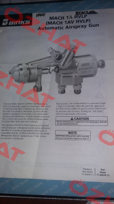 MACH 1A HVLP Obsolete!! Replaced by CBA1-513-12   Binks