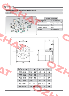  ASG-001, alternative is Level gauge eye 1"  Winman
