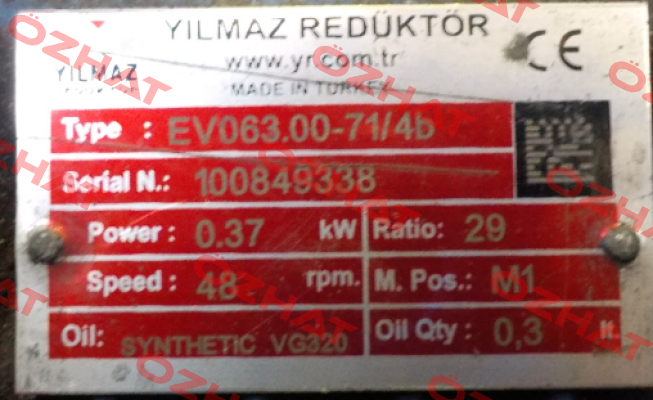 EV063.00-71M/4C  Yılmaz Redüktör