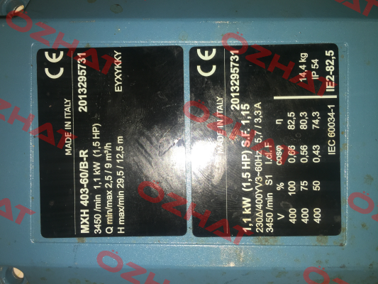 62242051000. replacement by MXH 403-60/C-1 Calpeda