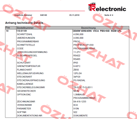 110-01151 TR Electronic