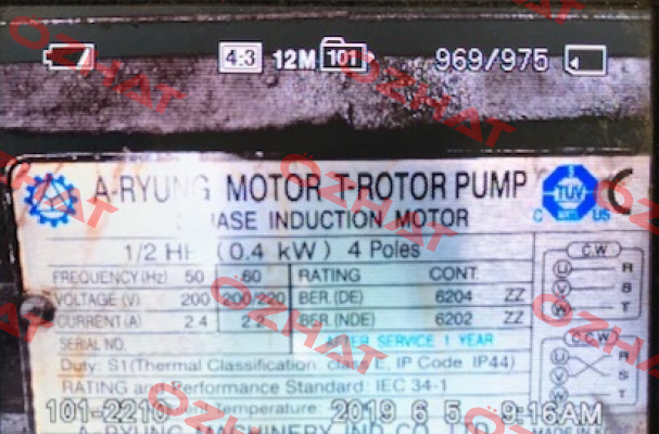 Motor for AMTP-400V-206HA(VB) A-Ryung