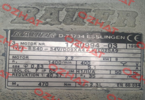 Type: BS40-34V/D09XA4-K/E025A9 Bauer