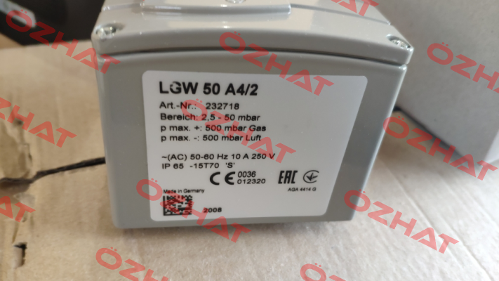 LGW 3 A4/2 AG-G3-MS9-V0-VS3 ST-SER 1P + CABLE SOCKET 3-PIN + PE GREY Dungs