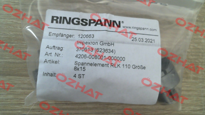 p/n: 4206-008001-000000, Type: RLK 110-8 x 15 Ringspann