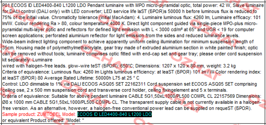 ECOOS ID LED4400-840 L1200 LDO  Zumtobel