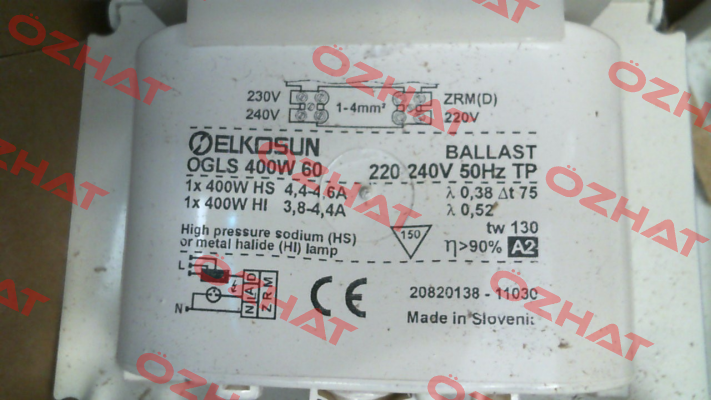 20820138 / OGLS 400W 60 220-240/50 060A114TP Tridonic