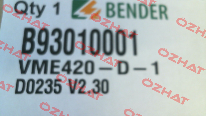 p/n: B93010001, Type: VME420-D-1    Bender