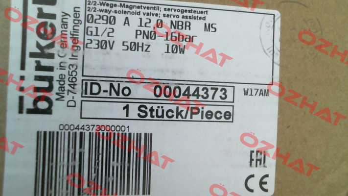 p/n: 00044373, Type: 0290 Burkert