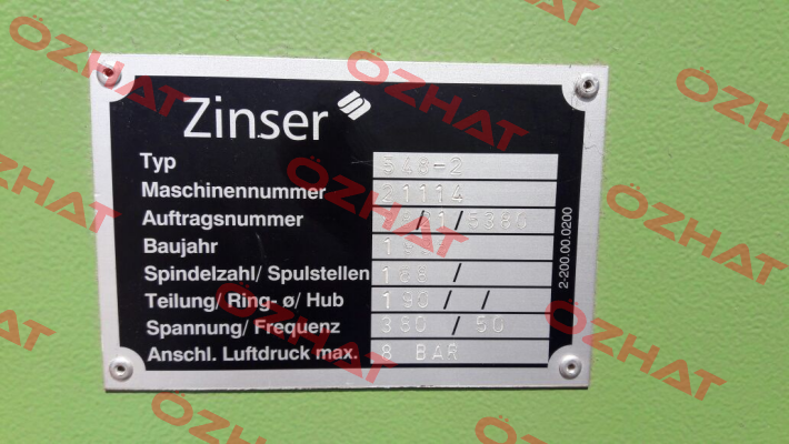 DWG.NR: N 077 14 000 ZINSER CODE: 1-455.00.0017  Zinser
