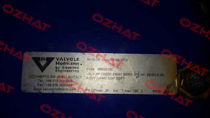 M802013C Valvole Hofmann