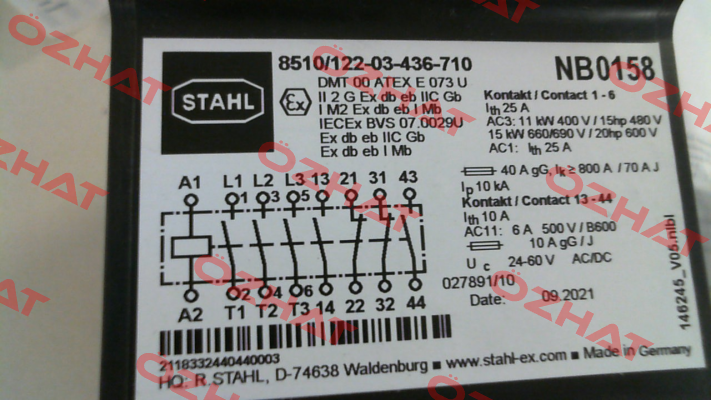P/N: 268751, Type: 8510/122-03-436-710 Stahl