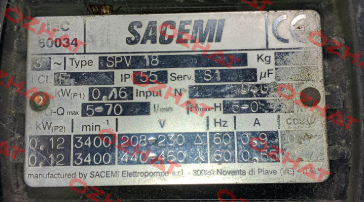 SPV-18 (Immersion depth- mm 90-120-170-220) Sacemi