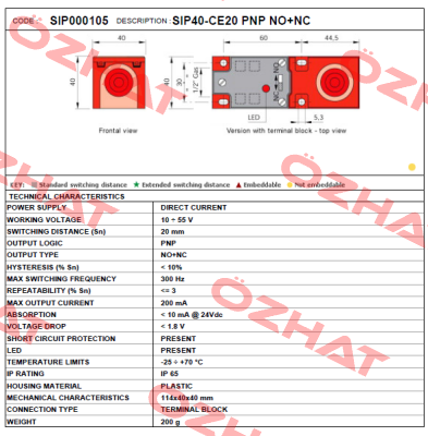 SIP40-CE20 PNP NO+NC  / SIP000105 Aeco
