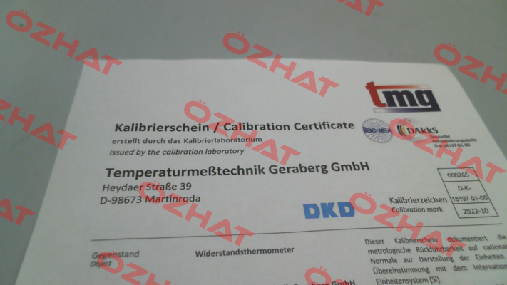 8000282 DAkkS - Calibration Certificate TMG GERABERG