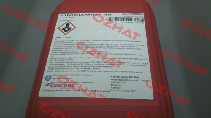 Cimguard 20 (5L container) Cimcool
