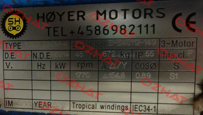 Y2E2 280M-4 Serial No:sh545112-149 Hoyer Motors