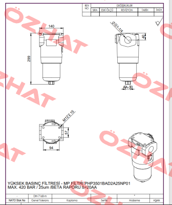 FHP3501BAD2A25NP01 MP Filtri