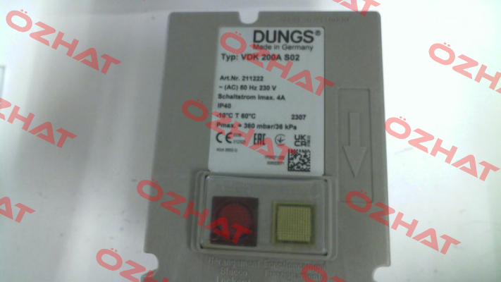 P/N: 211222, Type: VDK 200A S02 Dungs