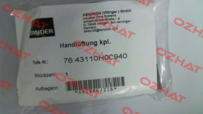 76 43110H00940 Binder
