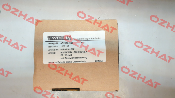 80BA11610161 Weigel